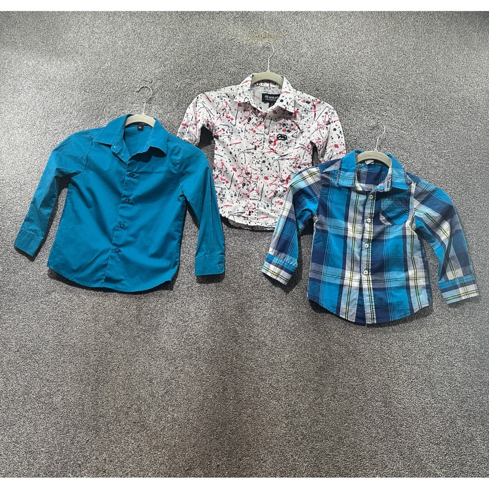 LOT OF 3 Toddler‎ Boy 4T Small Button Up Shirt Ecko Healthtex George